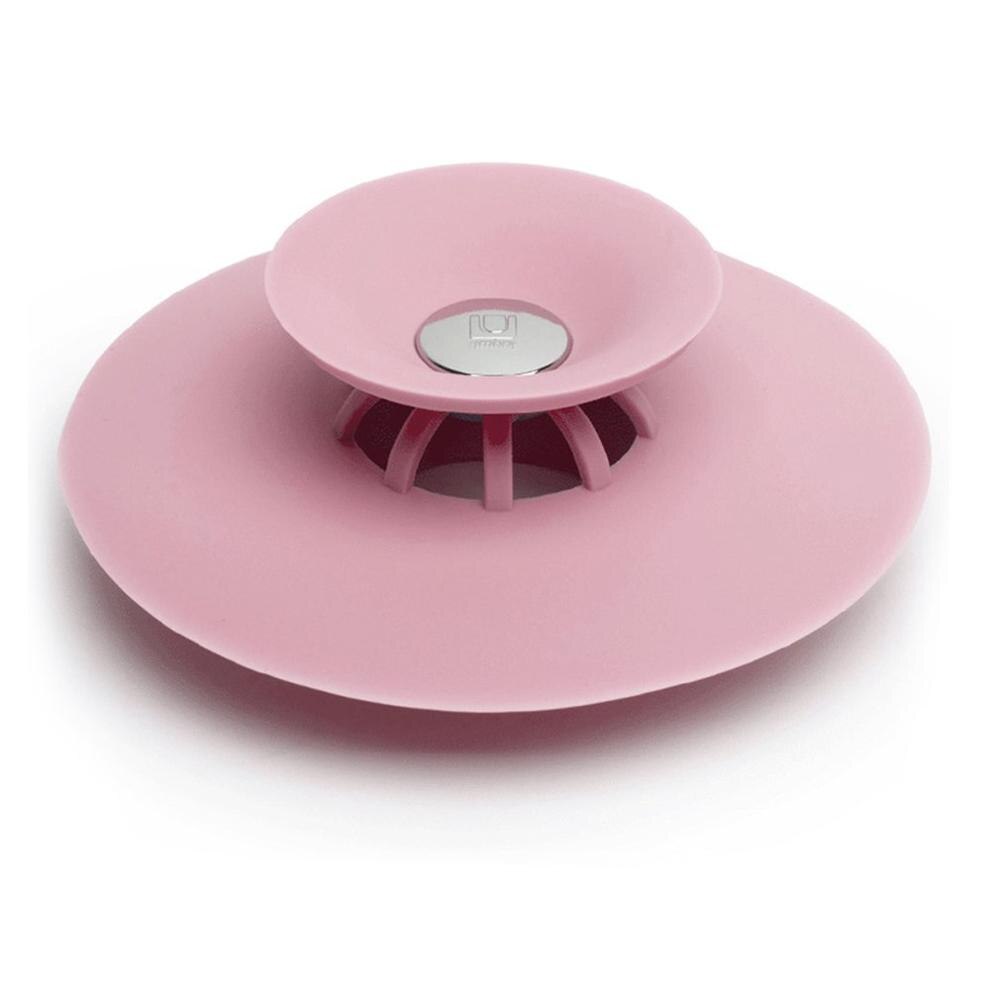 Filtre anti-blocage pour attrape-cheveux et eau, en silicone, pour cuisine, salle de bain, siphon de sol: Rose
