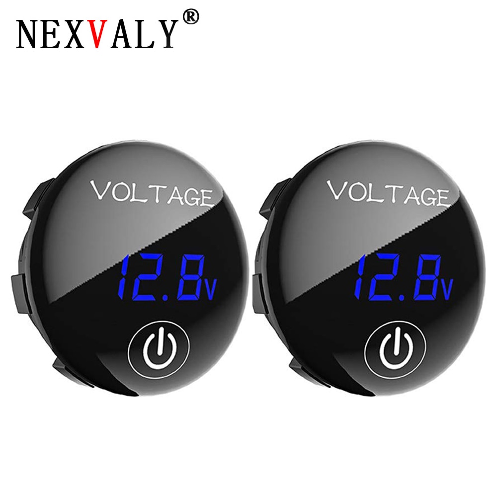 Nexvaly bil spændingsmåler 12v digitalt panel voltmeter med touch switch vandtæt til bil auto motorcykel båd atv lastbil