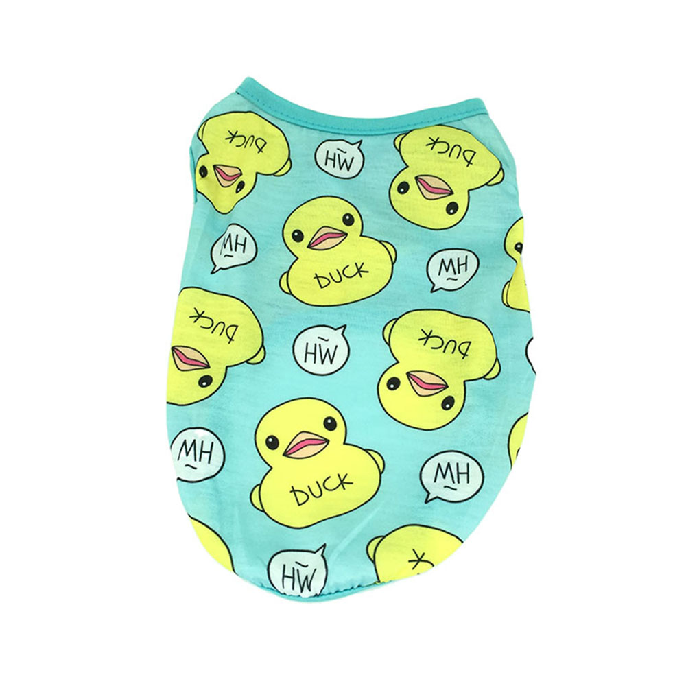 Camisetas con estampado de pato amarillo para perro, ropa para mascotas, camiseta fresca para cachorros, traje transpirable para perros, sudadera suave para gatos: Azul / M