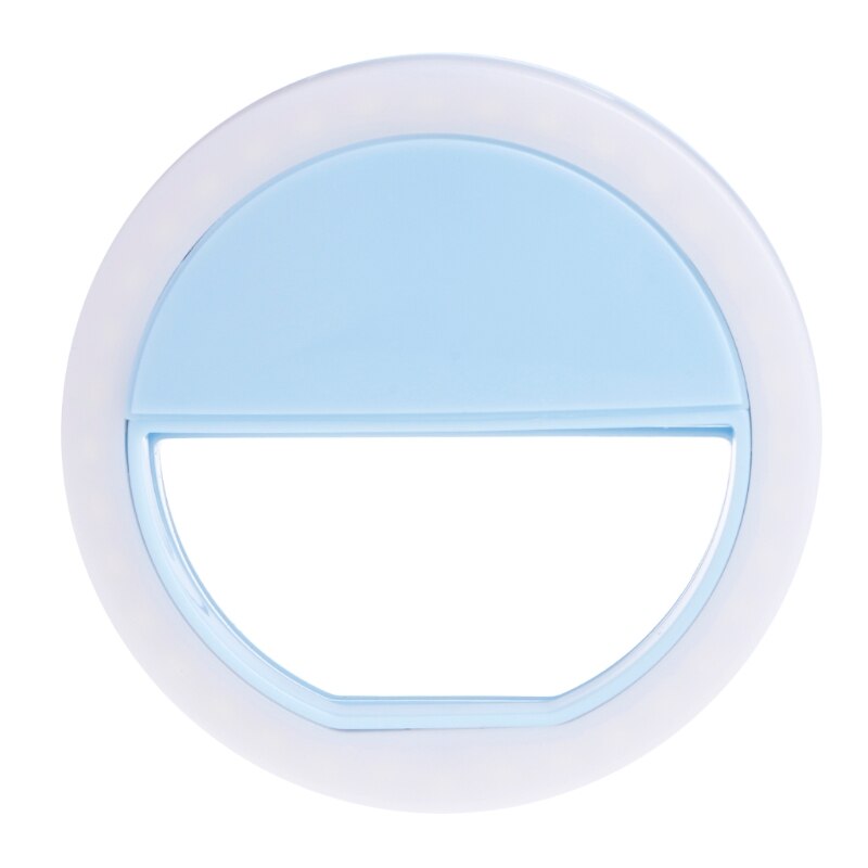 Girlwoman Usb Ladung Selfie Ring Telefon LED-Blitz Licht für Telefon Runde Flash LEDS Kamera Selfie Lampe Für Handy linsen: Blau