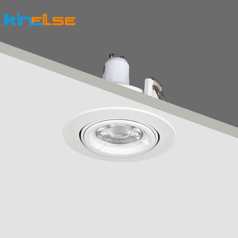 White Downlight Spotlight Hole Converter Kits GU10 MR16 Angle Adjustable Ceiling Frame Fitting GU10 LED Light Bulbs Fixture