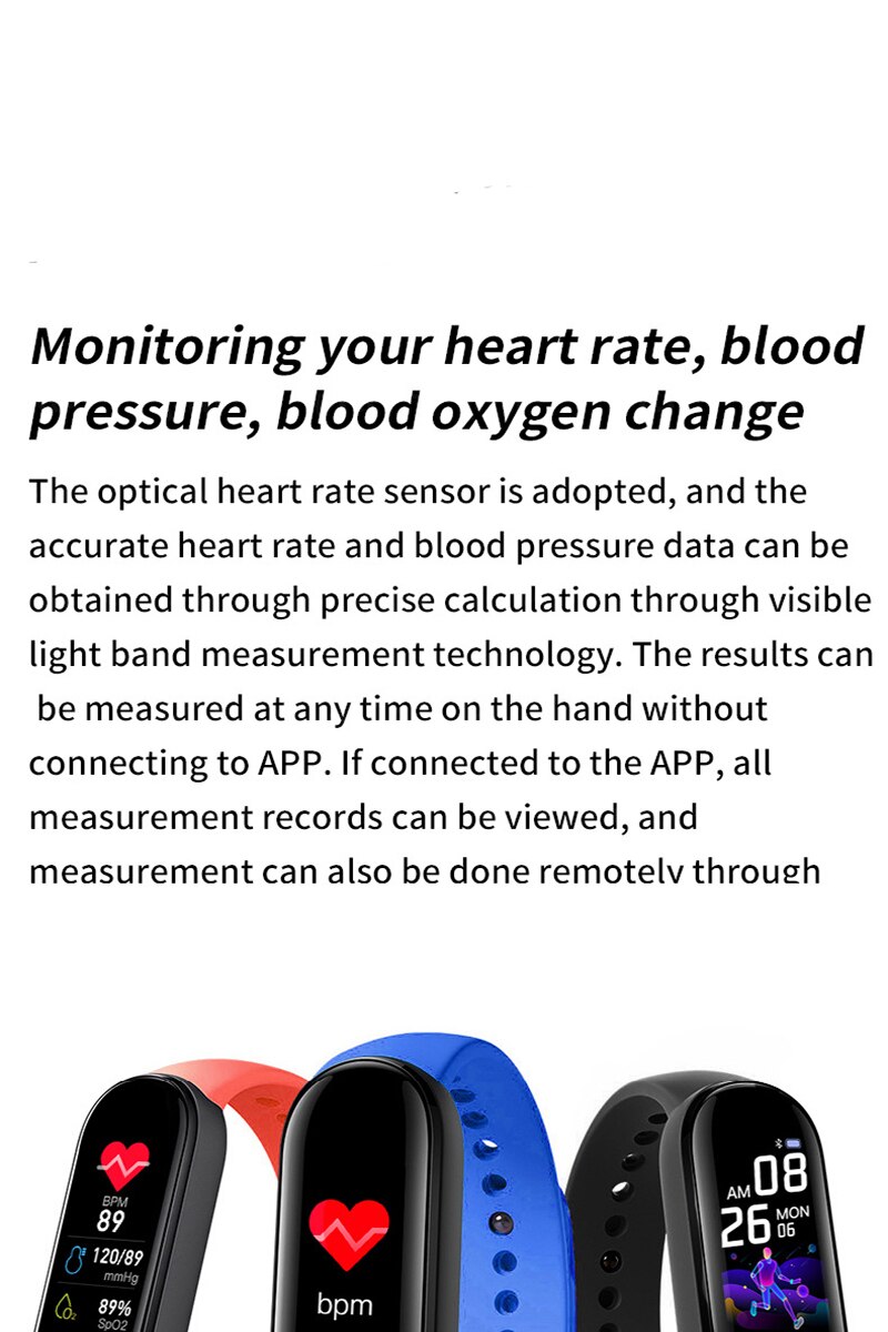 M5 slimme armbanden met kleurenscherm, sporttracker voor dames en heren, bluetooth fitnesshorloges, hartslagmeter en sportband voor android en ios
