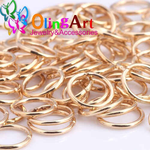 OlingArt KC anello di salto in oro 6mm/9mm/10mm/12mm anello di collegamento formato misto gioielli fai da te fare connettore diametro filo 1.0MM: 9mm  150pcs KCG