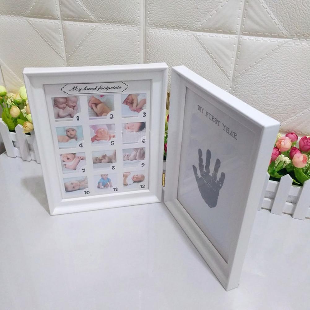 Fotoramme baby fotoramme nyfødt væg billedbog type baby alder børn 12 måneder vækst håndaftryk fodaftryk fotoramme
