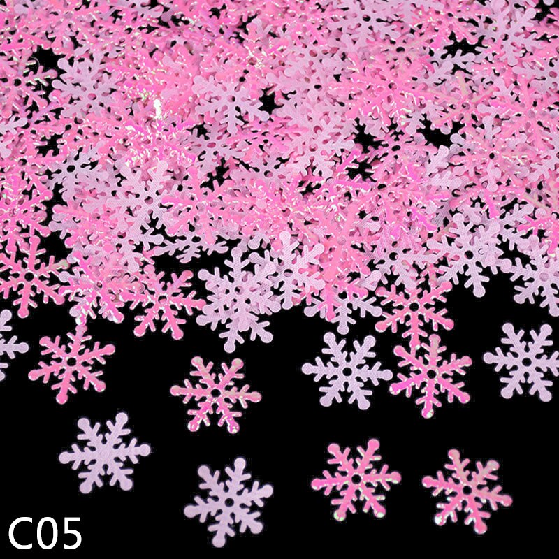Confeti de copos de nieve artificiales para Decoración de mesa, confeti de Navidad brillante, copos de nieve artificiales, adornos de árbol de Navidad de nieve, para invierno, para boda, 270 Uds.: C05 pink