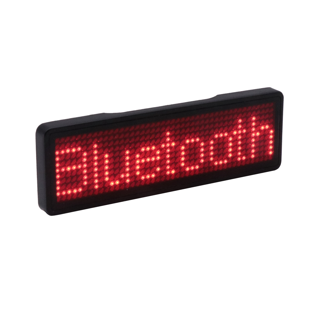 Insignia de nombre LED bluetooth, completamente nueva, compatible con varios idiomas, multiprograma, pantalla LED pequeña, pantalla de texto HD, patrón de dígitos,