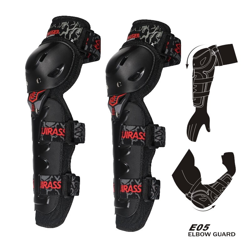 Motorcykel knäskydd cuirassier skyddande knäskydd skydd skoter motorcykel racing mx skydd skydd armbågsskydd skydd: E05- röda