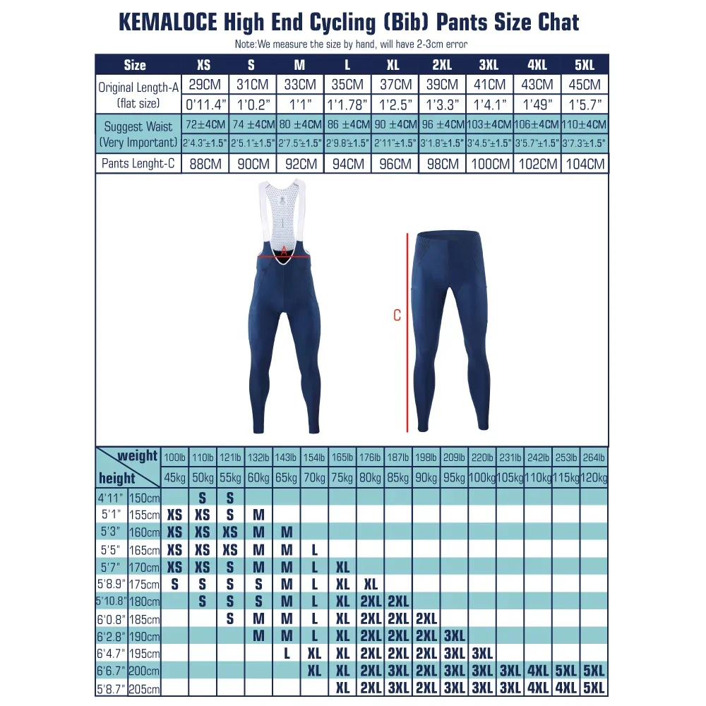 Salopette Ciclismo Uomo KEMALOCE – 5D Gel Pad, Bretelle, Tasche E Strisce Riflettenti - 2