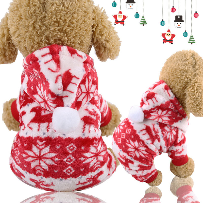 Kleine Honden Katten Kerst Kostuum Leuke Rendier Sneeuwvlok Xmas Pet Kleding voor Honden Pyjama Pak Casual Vest Trui
