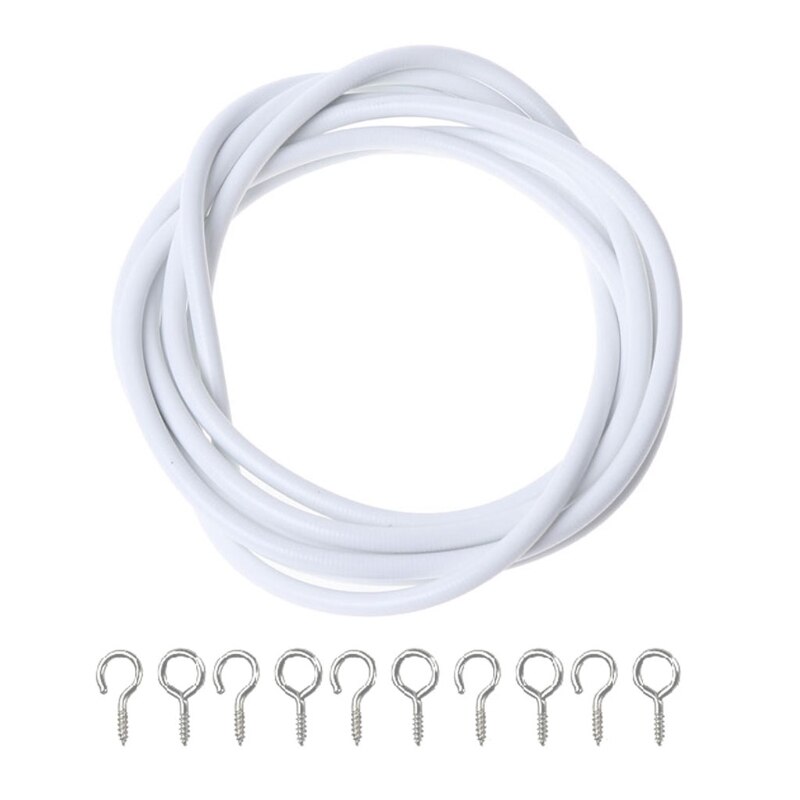 Net Hang 2m Curtain Wire Window Cord Cable String Set With 5 Fish Eyes 5 Hooks 32CC