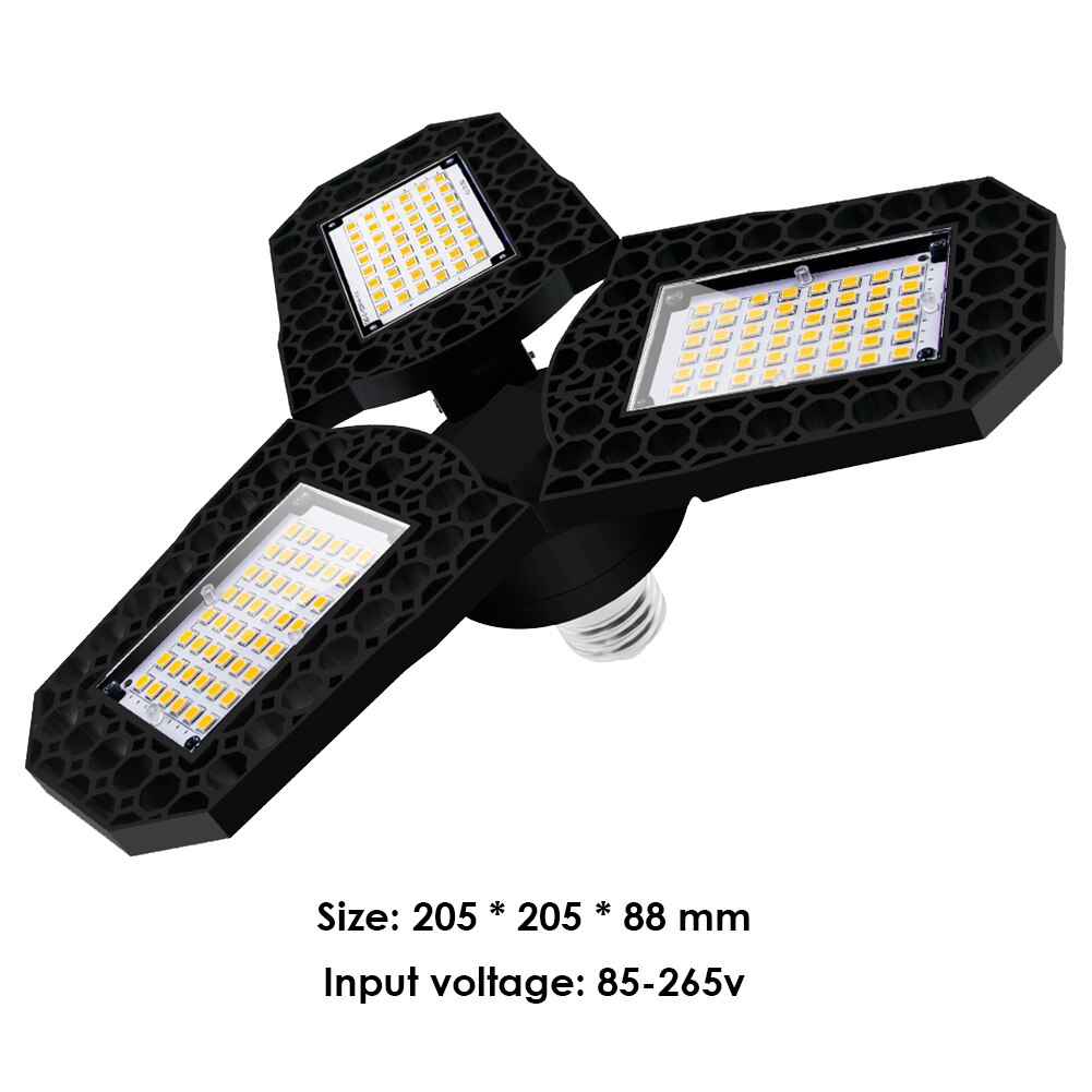 E27 3-- blad-ledd taklampa multifunktionell praktisk 85-265v superljus deformerbar inomhus garagelampa: F