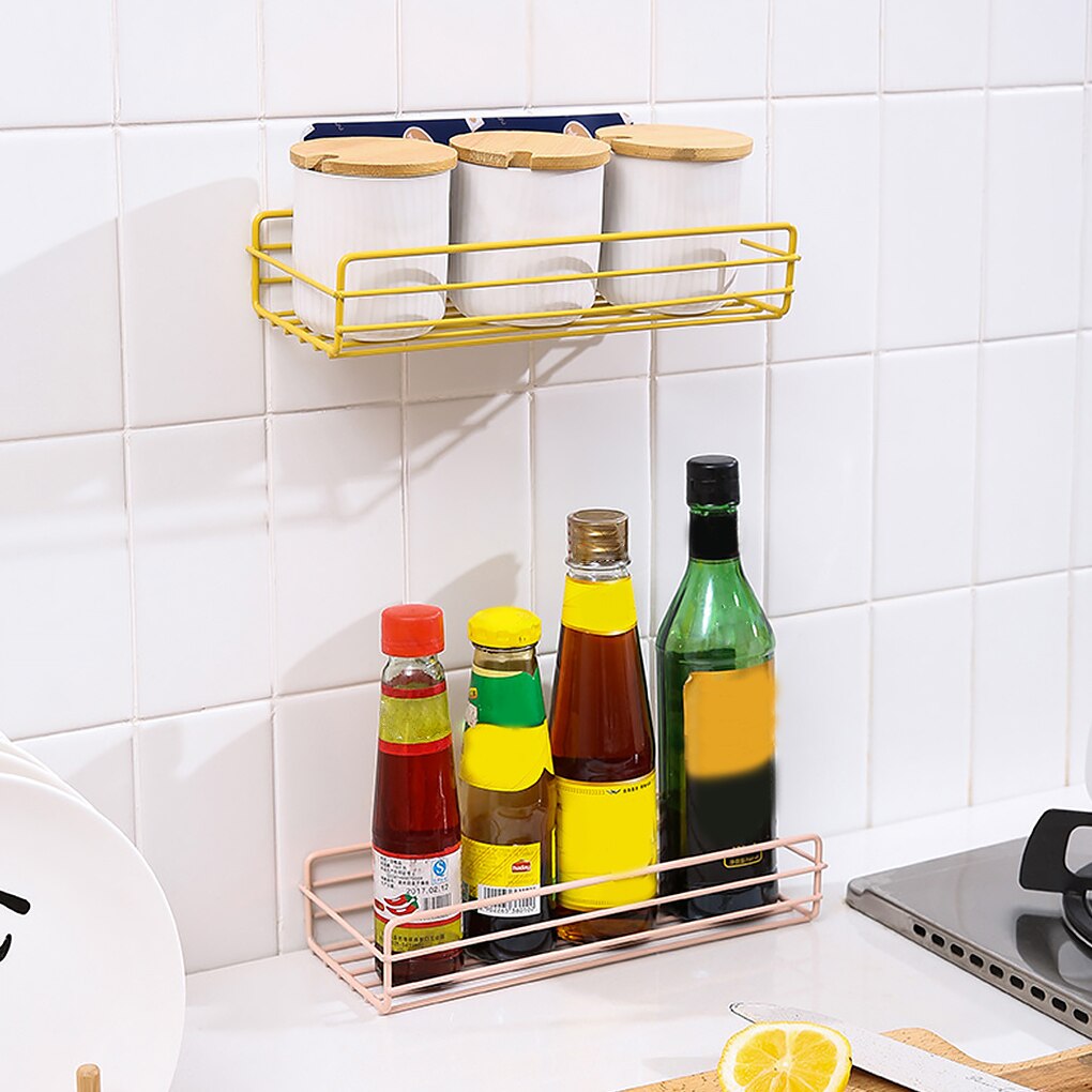 Bathroom Storage Rack Corner Organizer Toilet Kitchen Wall Hanging Iron Shelf without Drilling