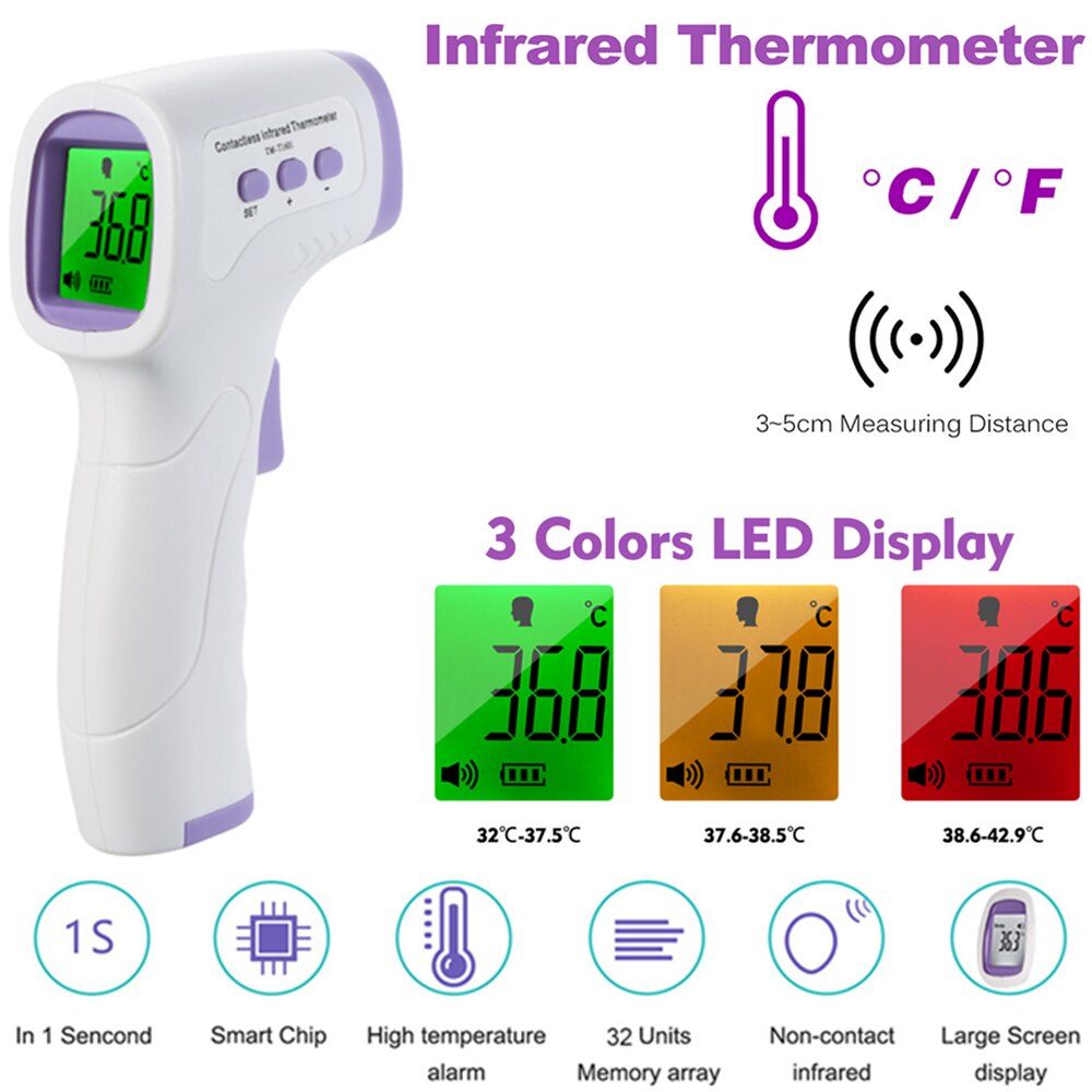 Digital Infrared Thermometer Non Contact Temperature Meter hygrometer Temperature Fever Digital Measuring Tools thermal sensor: MD1745