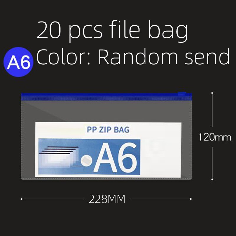 20pcs/set stationery A4/A5/A6 PVC transparent edge bags file bag Office & School Supplies Papelaria: 20pcs   A6