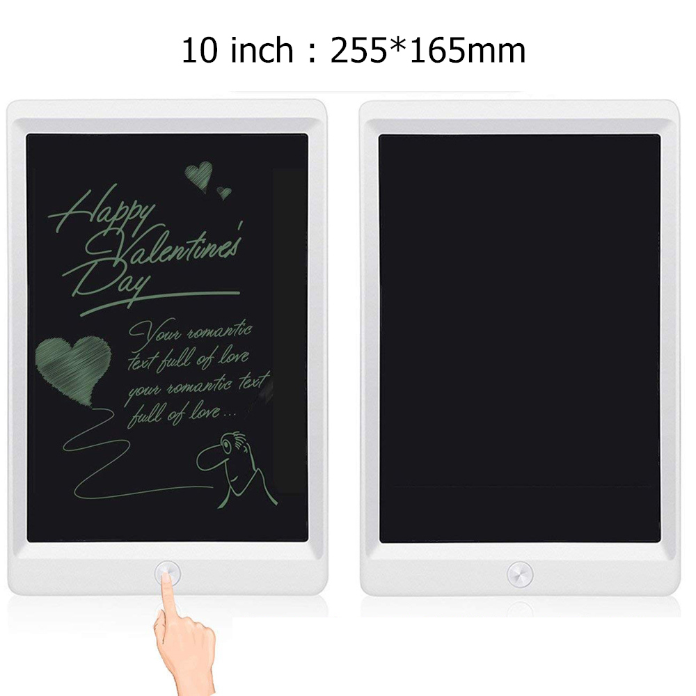 LCD Writing 8.5 10'' Portable Smart Tablet Electronic Notepad Drawing Graphics Tablet Board with Stylus Pen with Button Battery: 10 inch White
