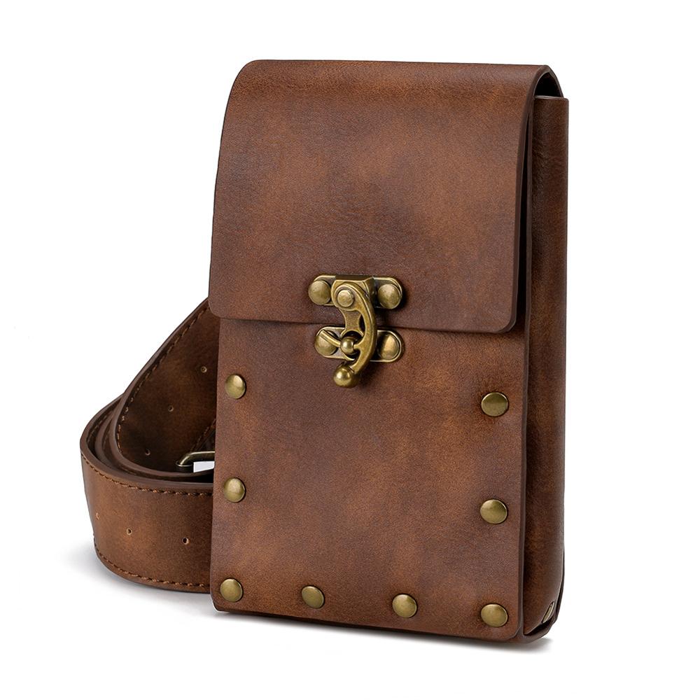 Steampunk Taille Tas Vintage Lederen Volwassen Wandelen Reizen Fanny Pack Belt Loops Hip Bum Bag Portemonnee Portemonnees Telefoon Bag l920