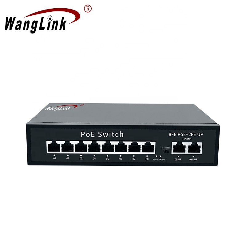 Wanglink – commutateur POE 48V 100Mbps, 8 ports avec 2*100M, puissance totale 96W/120W, alimentation intégrée