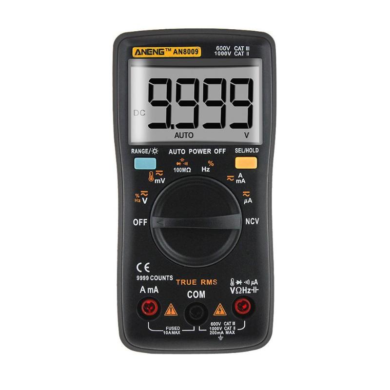 Aneng AN8008 AN8009 Digitale Multimeter Met Achtergrondverlichting 9999 Telt True-Rms Ac Dc Voltage Ammeter Huidige Ohm Tester Auto bereik