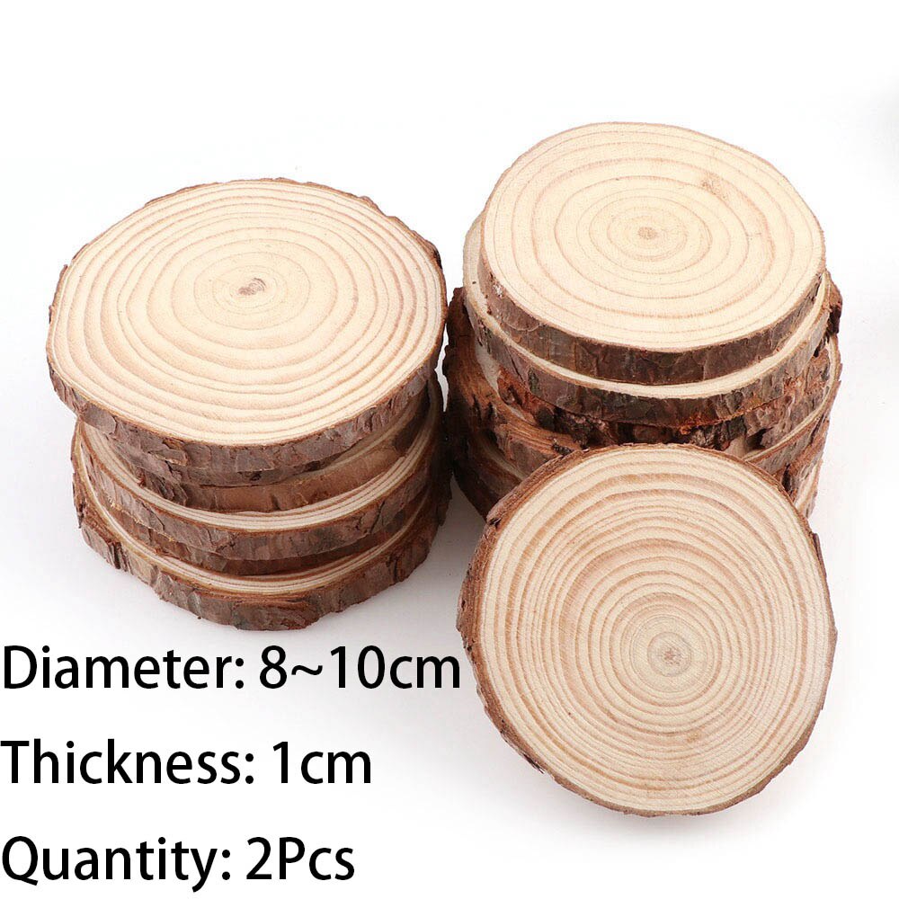 3-12cm Thick 1 Pack Natural Pine Round Unfinished Wood Slices Circles With Tree Bark Log Discs DIY Crafts Wedding Party Painting: 2pcs8-10cm
