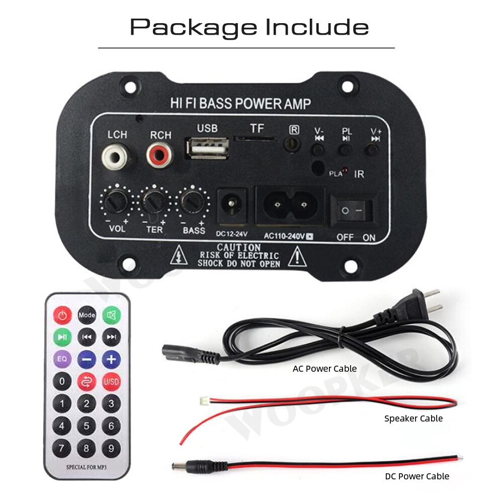 Woopker Speaker Amplifier Board DIY Digital Bluetooth Amplifiers Module AUX TF Card USB 25-30W Speaker 110V 220V 12V 24V