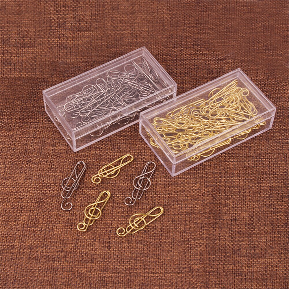 20pcs/box Music Note Shaped Paper Clips Decorative Gold Decor for Office Paper Clip Photos Tickets Notes Letter Paper Clip