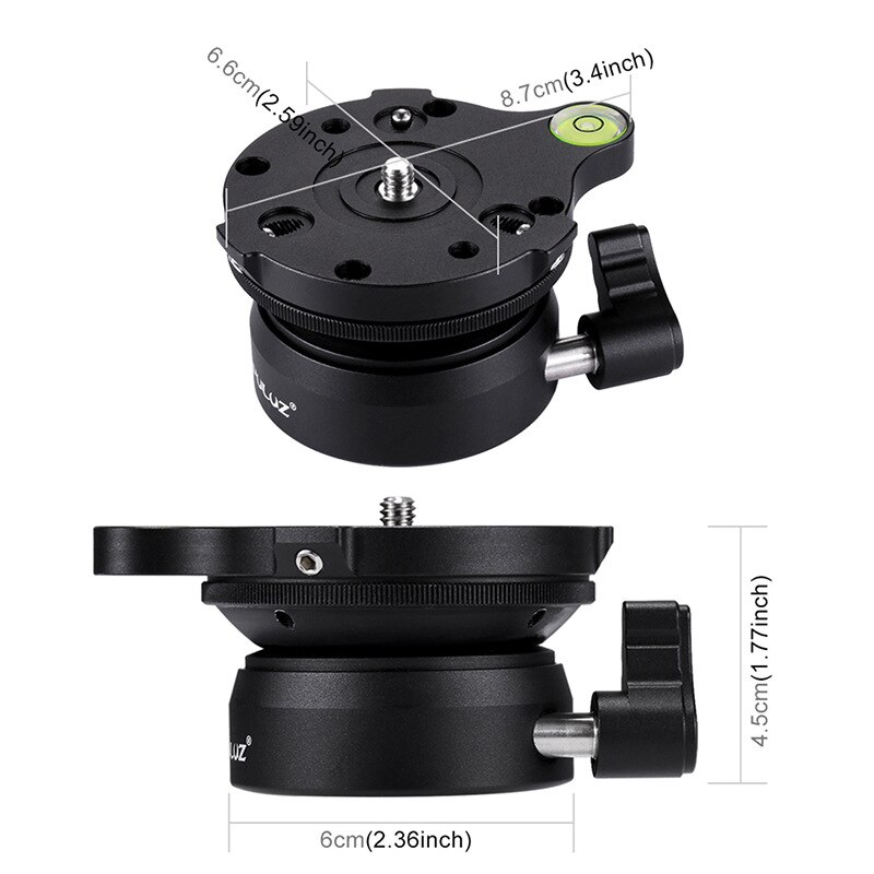 Puluz 1/4 & #39 ;& #39 ; gewindekuppel-panoramakopf, verstellbarer stativ-nivellierkopf mit libelle, 3/8 standardschrauben