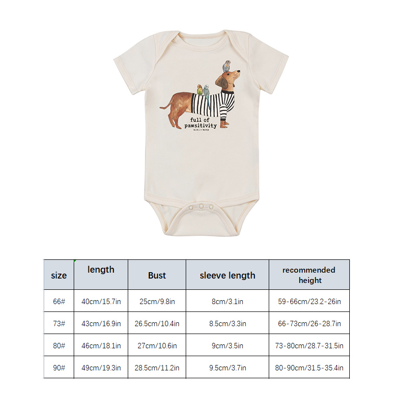 Niedlicher Baby-strampler mit hundemotiv, kurzärmelig, sommerkleidung aus dünner, atmungsaktiver baumwolle, neugeborenen-Karosserie, mädchen- und jungenoutfit: 80