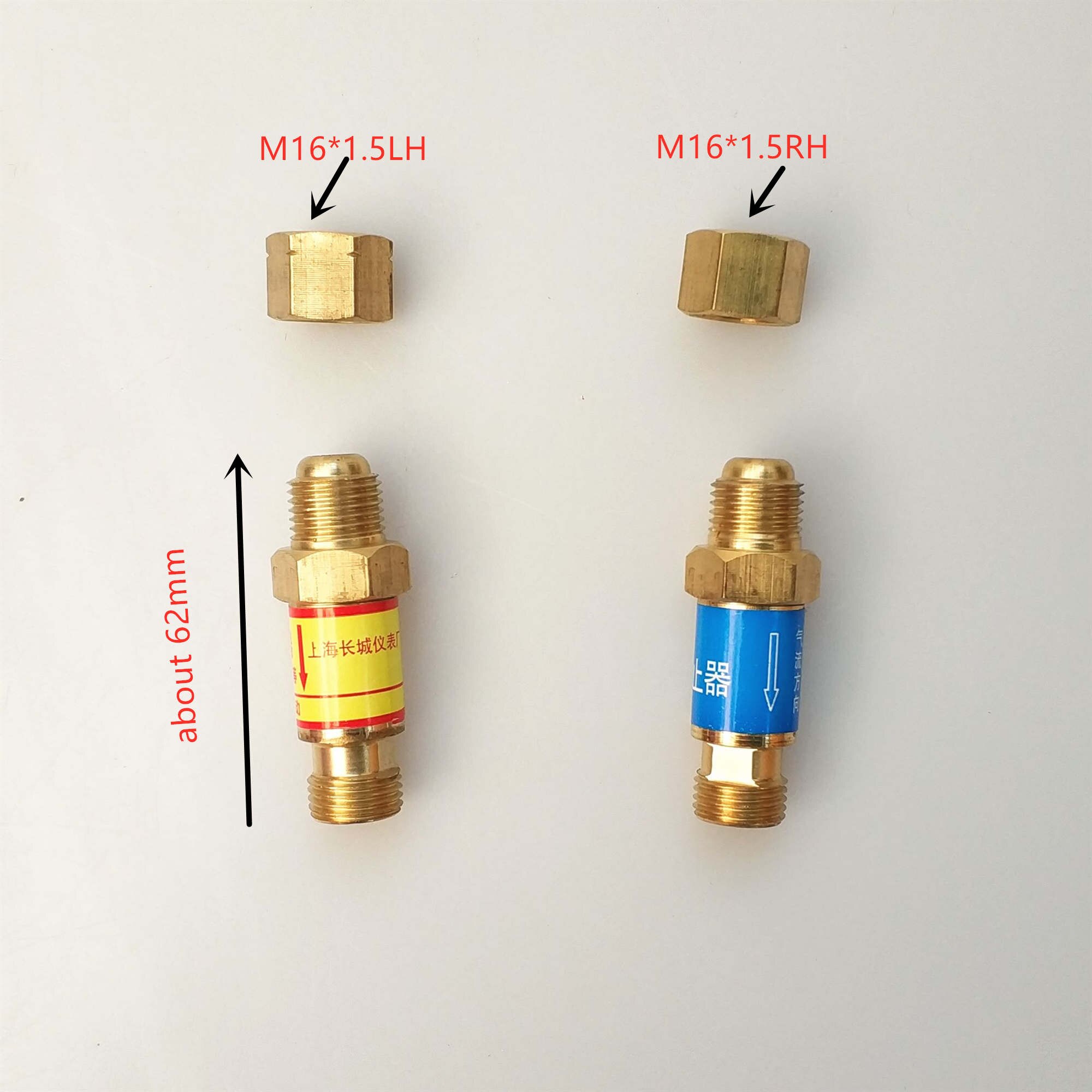 1 Pair Flashback Arrestor Check Valve Flame Buster M16*1.5 Type HF-2 for Gas Welding Cutting Torch Pressure Oxygen Regulator