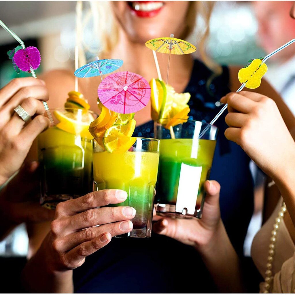 50 Parapluies Cocktail Fluorescents - Pics Déco Pour Boissons, Apéritifs, Cupcakes - Longueur 10 Cm - Kit Fête, Bar, DIY