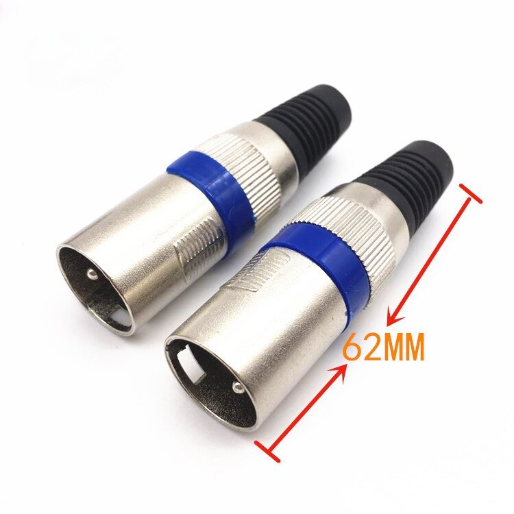 4 stück kurze xlr-stecker (männlich/weiblich), 3 -adrig, ktv-mikrofon-spezifischer anschluss, blauer runder metall-xlr-stecker, xlr-anschluss