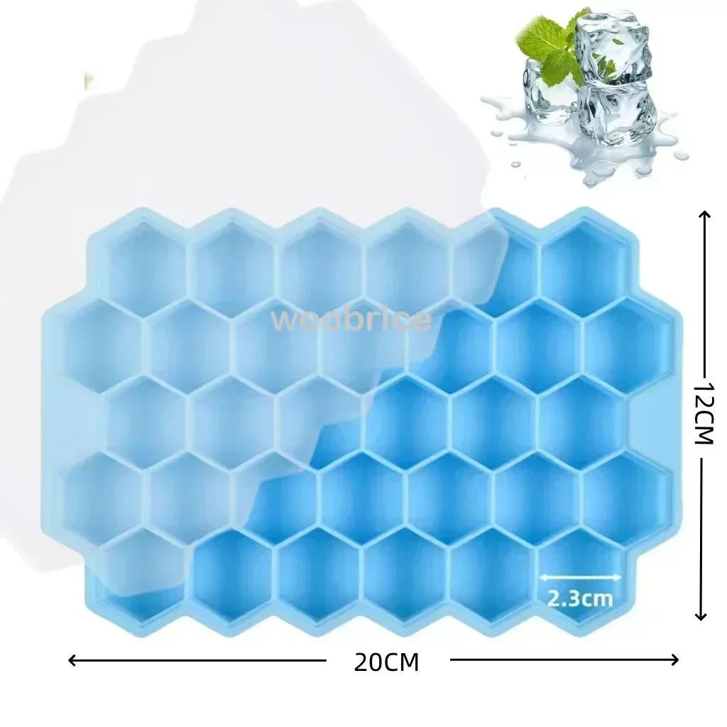 Isformer silikon honeycomb sekskantet mal isform gjenbrukbar bpa-fri gjør-det-selv isform isbitbrett: S / Blå