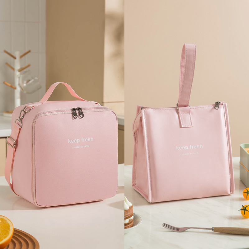 One-shoulder Bento Bag Student Lunch Box Bag Lunch Bag Office Worker Carrying Lunch Bag Thermal Insulation Bag: Ivory