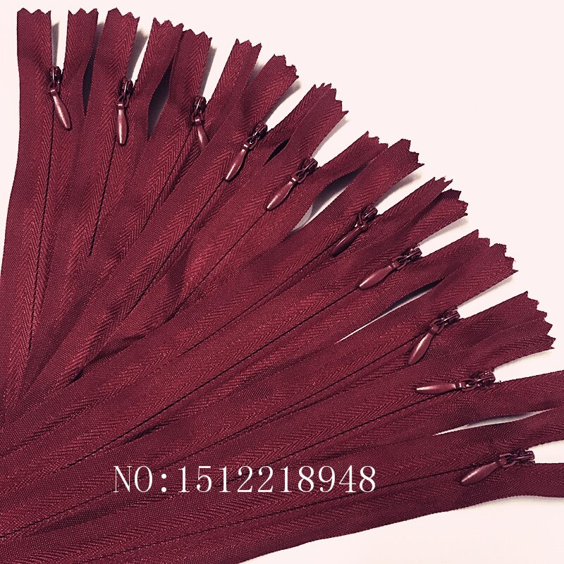 50 stücke Bunte Nylon 3 # Geschlossenen Ende Unsichtbaren Reiß 12 zoll (30cm) schneider Nähen Handwerk 20 Farbe: Wein rot