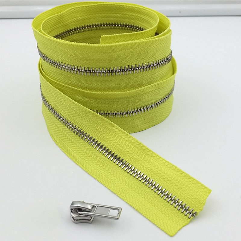 1 meter milieuvriendelijke 3#  metalen ritsen zonder schuif voor kleding portemonnee tas rits reparatiesets rugzak doe-het-zelf naai accessoires: Geelzilver