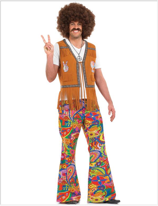 ! Ladies Mens 60s 70s Retro Hippie Go Go Girl Disco Costume Fancy Dress Hen Xmas Party Couple Costumes: man / M