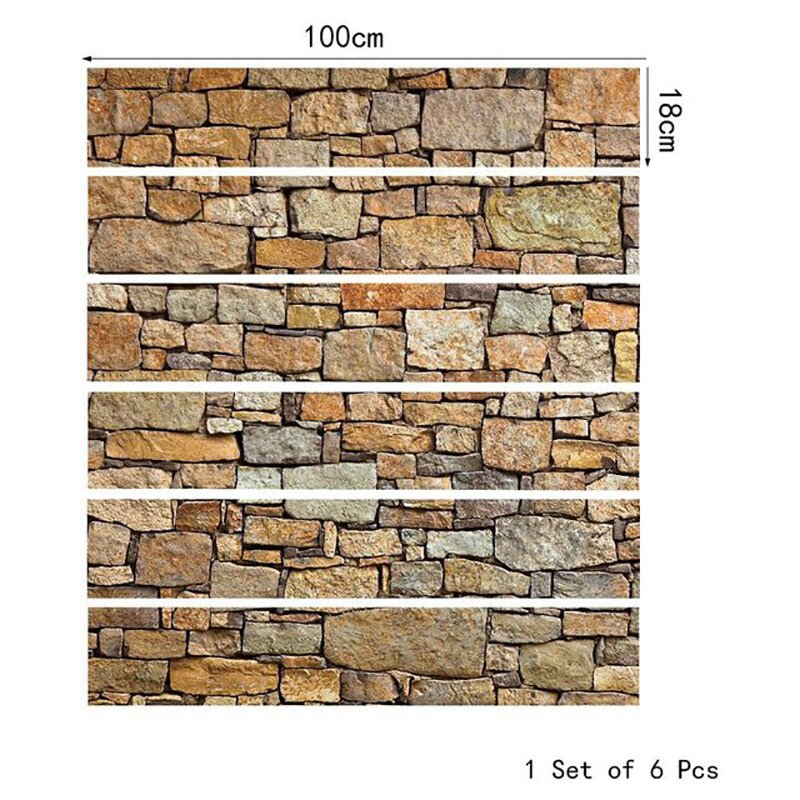 6PCS Removable Stairs Sticker Step Self-Adhesive Ceramic Tiles PVC Stair Wallpaper Decal Vinyl Stairway Home Decoration