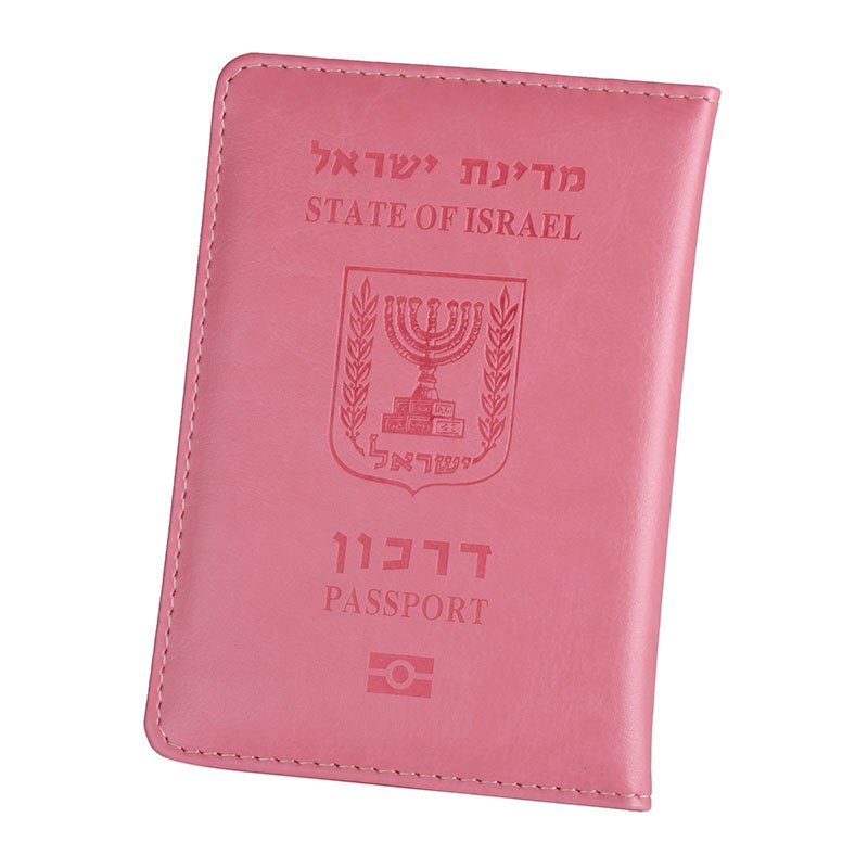 Reise Pu Leder Israel Passport Abdeckung Fall Brieftasche Männer Frauen Israelische Kreditkarte Halter Protector Fall: pink