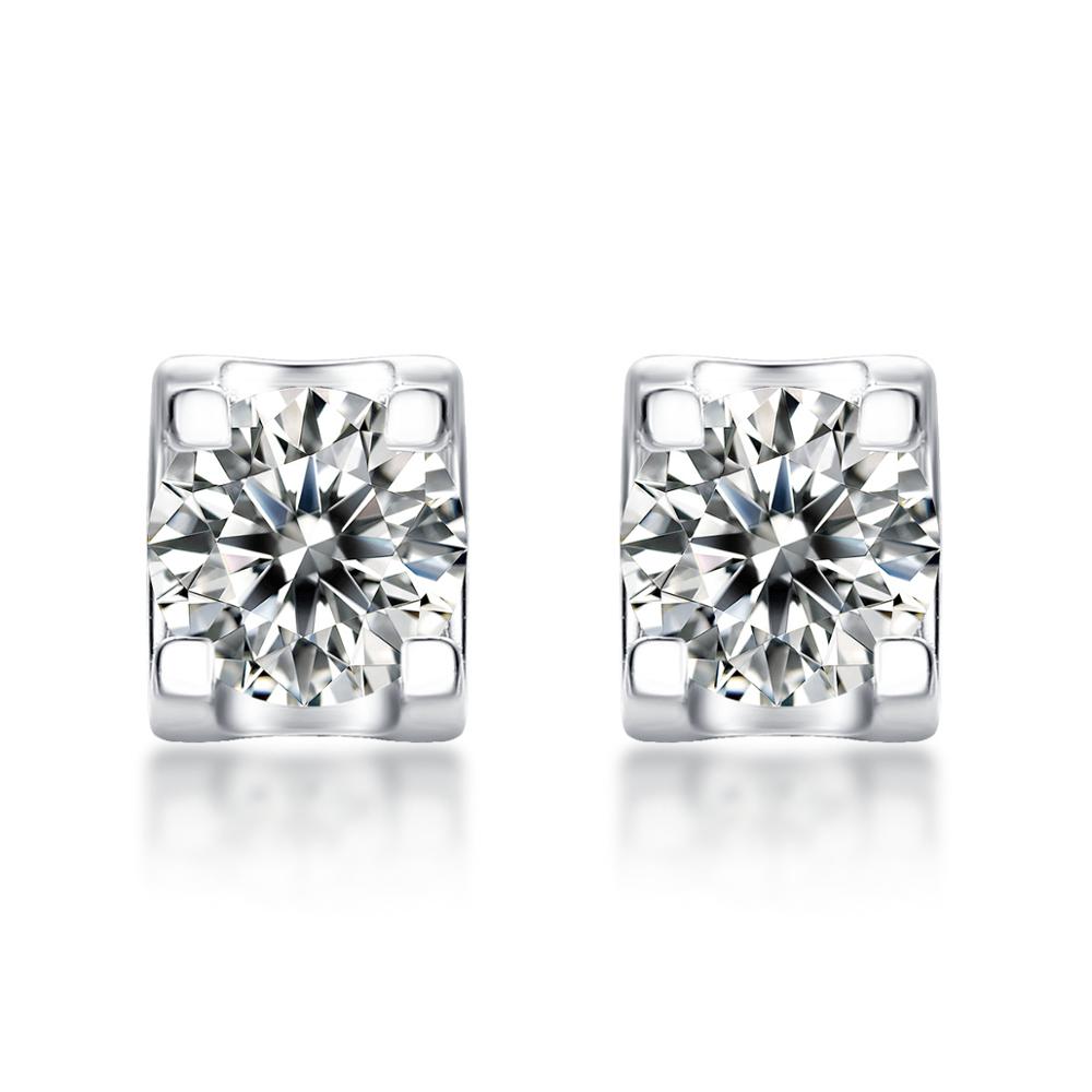 Klassische 925 Sterling Silber Engagement Ohrringe Brilliant Cut Diamant D Farbe 0,5 Karat Runde Schneeflocke Moissanite Stud Ohrringe: Klar