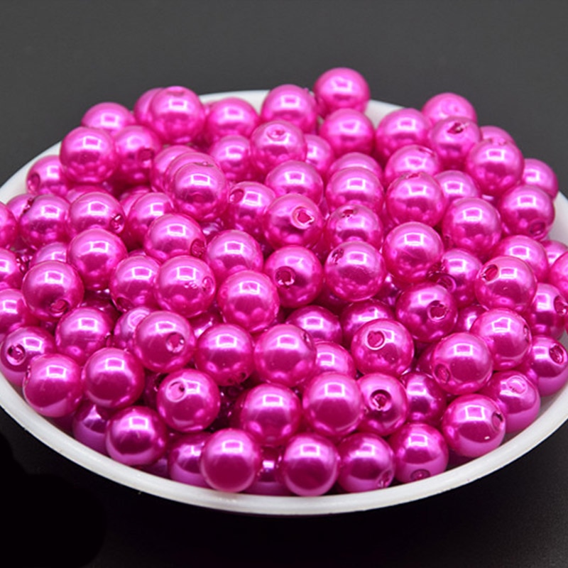 10 farver runde perler legetøj til børn pige viftende halskæde snøring legetøj diy armbånd håndlavet pink blå rød perle til børn: 09