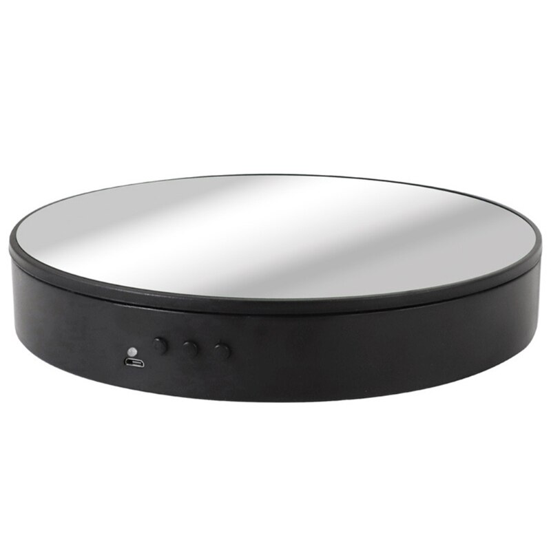 20cm 360 Degree 5V Electric Auto-Rotation Photography Rotating Turntable Display Stand Display Turntable(Black suede): BKM