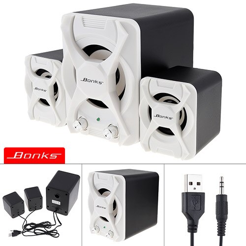 K2 Powerful Bass USB Notebook Stereo Speakers Subwoofer Portable Full Frequency Speaker for Desktop PC Laptop Mobile Phone: white