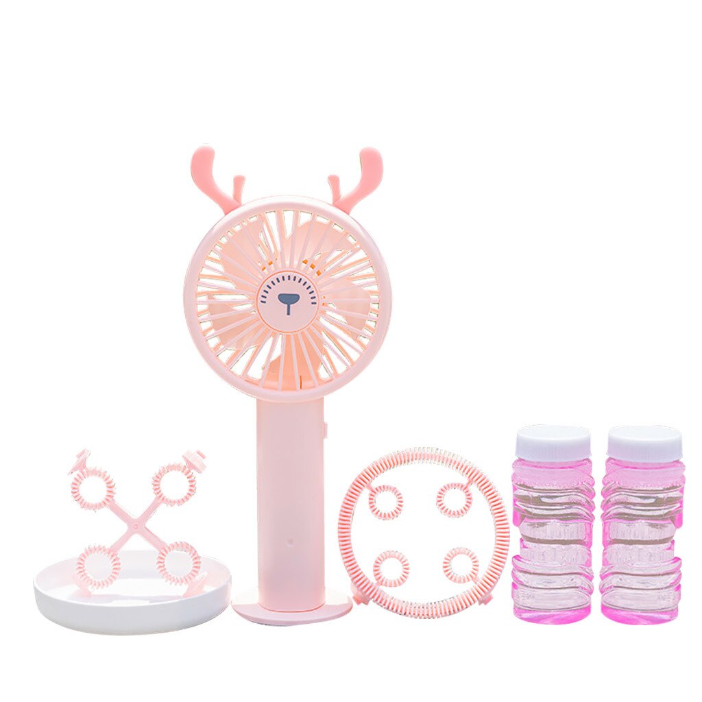 Low Noise Portable Handheld Multi-function Mini Fan BUBBLE MAKER BLOWER MACHINE MINI FAN USB Rechargeable Fan 100ml: PK