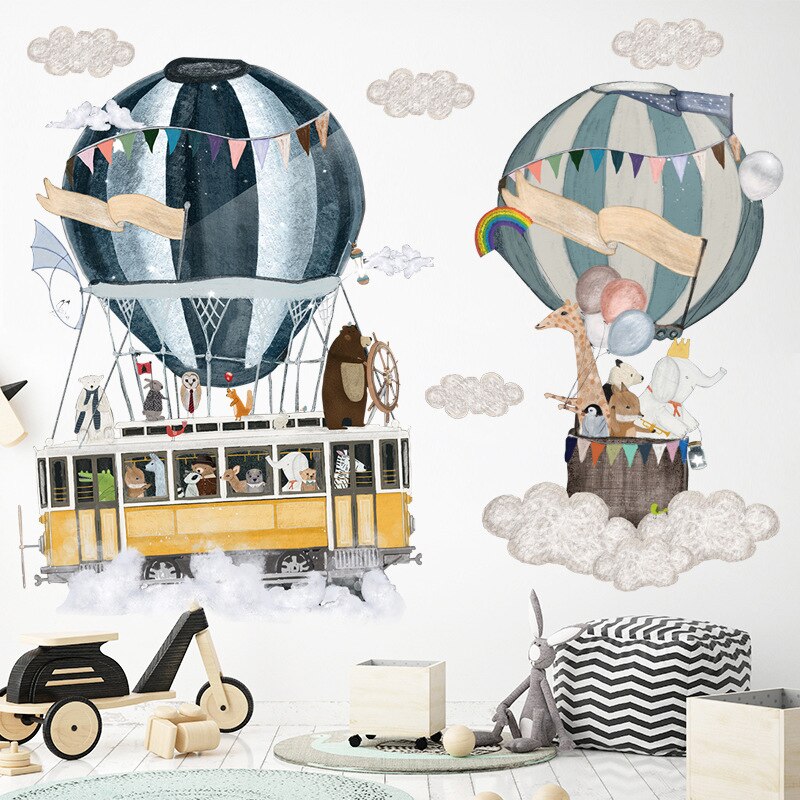 Kleuterschool Babykamer Muurstickers Milieuvriendelijke Diy Art Vinyl Muurschilderingen Cartoon Luchtballon Serie Muurstickers Kinderkamer