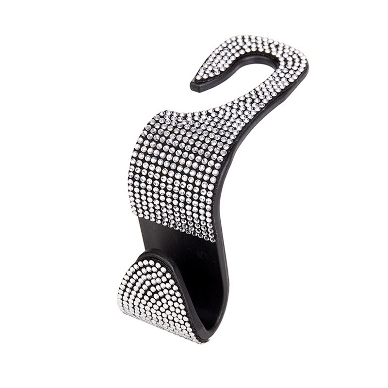 Bilsete rygg krok diamant bling rhinestones rygghenger auto hodestøtte feste oppbevaringsholder bil interiør tilbehør bil styling: Hvit