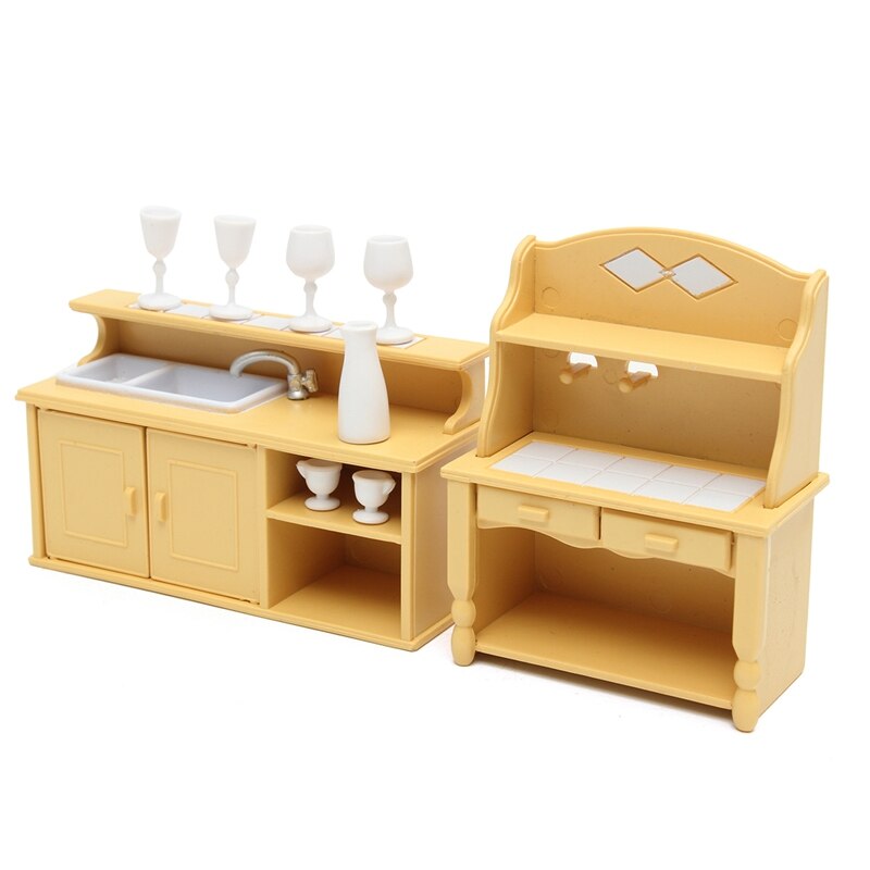 KiWarm Leuke Miniaturen Keuken Kasten Set Poppenhuis Meubels Ornamenten Kinderen Speelgoed Poppen voor Thuis Kinderen Kamer Decor