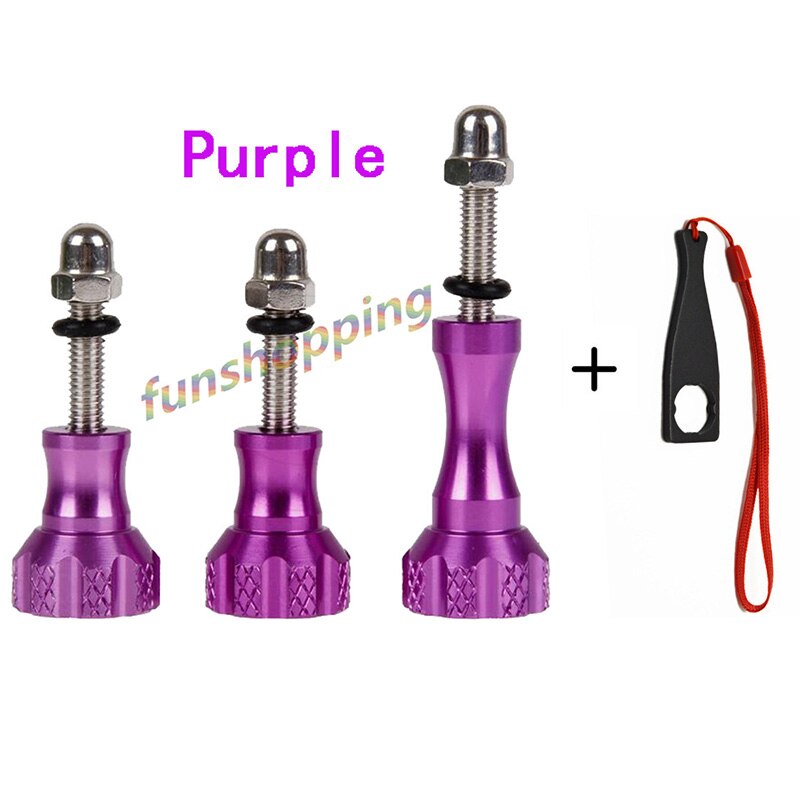 Aluminum Alloy Nut Thumb Screw Mount for GoPro Hero 7 6 5 4 3+ for Xiaomi Yi Lite 4K SJCAM SJ7 H9 Sony for Go Pro Accessory Kits: purple and Wrench