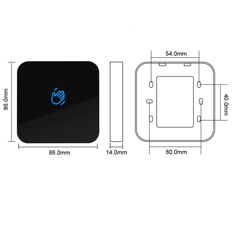 12V 24V Touchless Infrared Sensor Exit Button Door Release Switch Access Control Door Exit Button Time delay Adjustable
