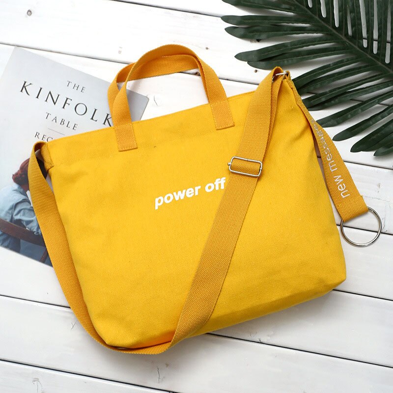 Stickerei Brief Leinwand Tuch Tasche Concise Frau Koreanische Stil Einzelnen Schulter Student Schule Buch Tasche bolsas de tela: YELLOW