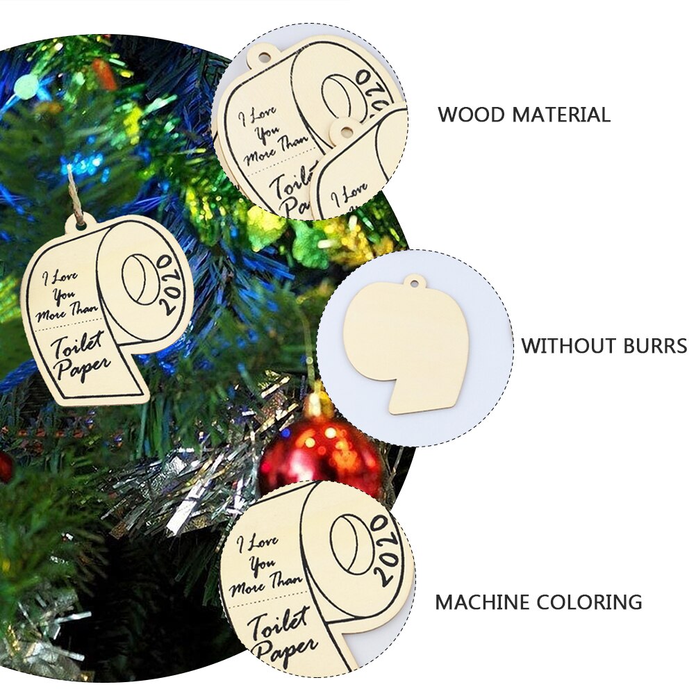 10pcs Commemorative Toilet Paper Ornaments Home Wooden Hanging Adornments