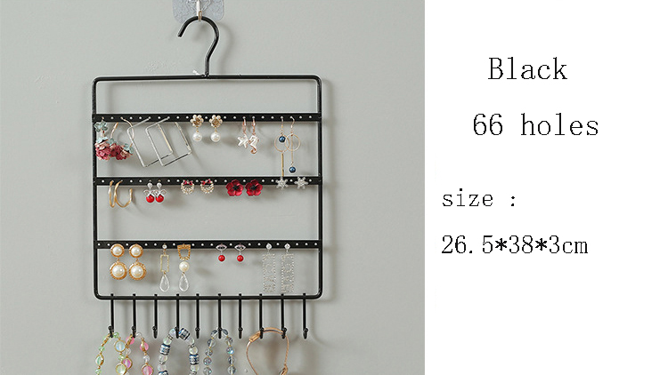 Metal Earring Organizer Household Wall Hanging Necklace Rack Ear Clip Jewelry Display Rack Ear Stud Bracelet Holder: WHITE